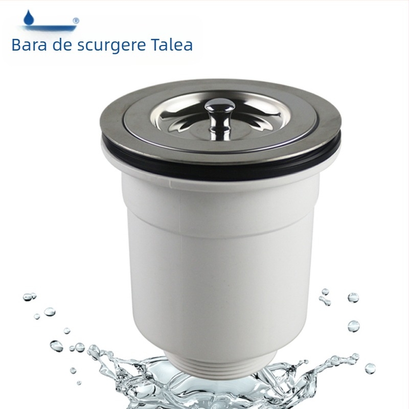 XK265 Drenaj bucătărie – Tip coș; Materiale: PP și SUS304; Construcție dublă din plastic și oțel; Diametru Ø110–114 mm