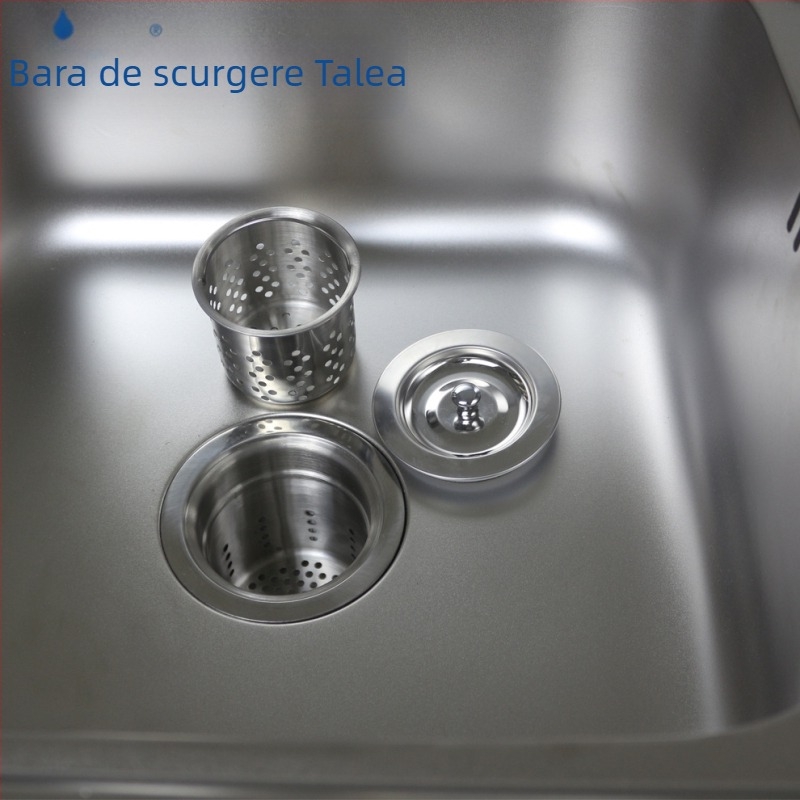 XK265 Drenaj bucătărie – Tip coș; Materiale: PP și SUS304; Construcție dublă din plastic și oțel; Diametru Ø110–114 mm