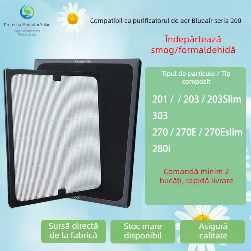 Element filtrant pentru purificatorul de aer Blueair seria 201/203; elimină formaldehidă și PM2.5; pentru uz casnic, potrivit pentru 51–100 m²; greutate 1.25 kg.