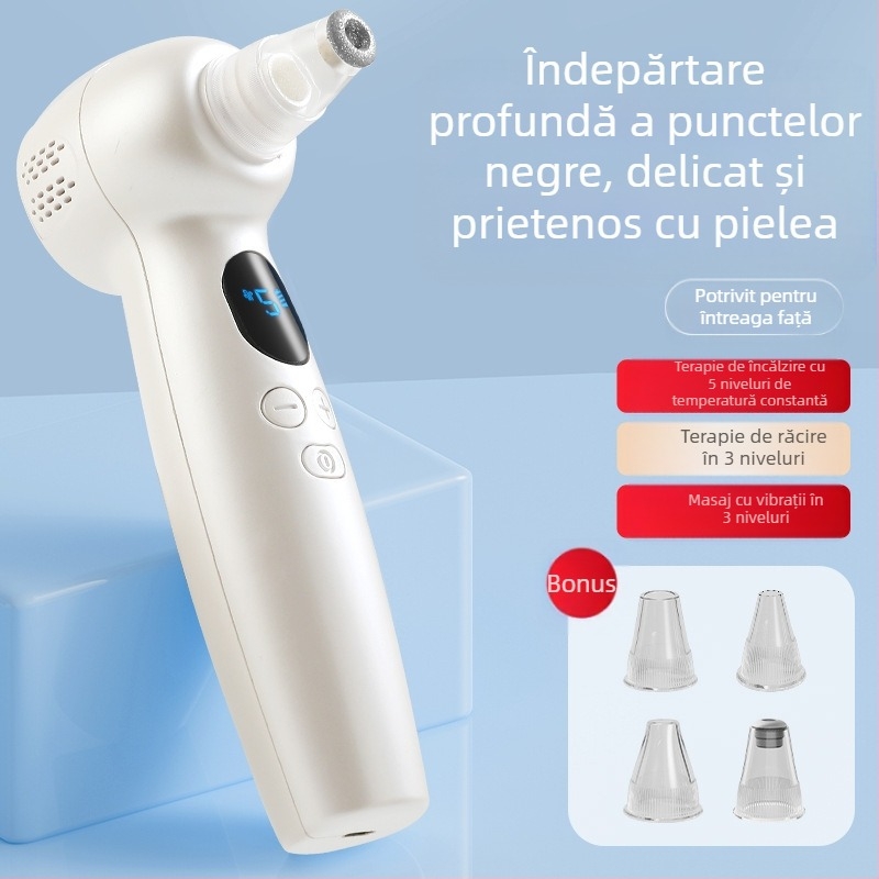 Dispozitiv ultrasonic pentru curățarea porilor - masaj cu vibrații, compresie rece/ Cald, aspirare a punctelor negre și a acneei - Model JY-0088, ABS, CE ROHS FCC, 5 trepte reglaj