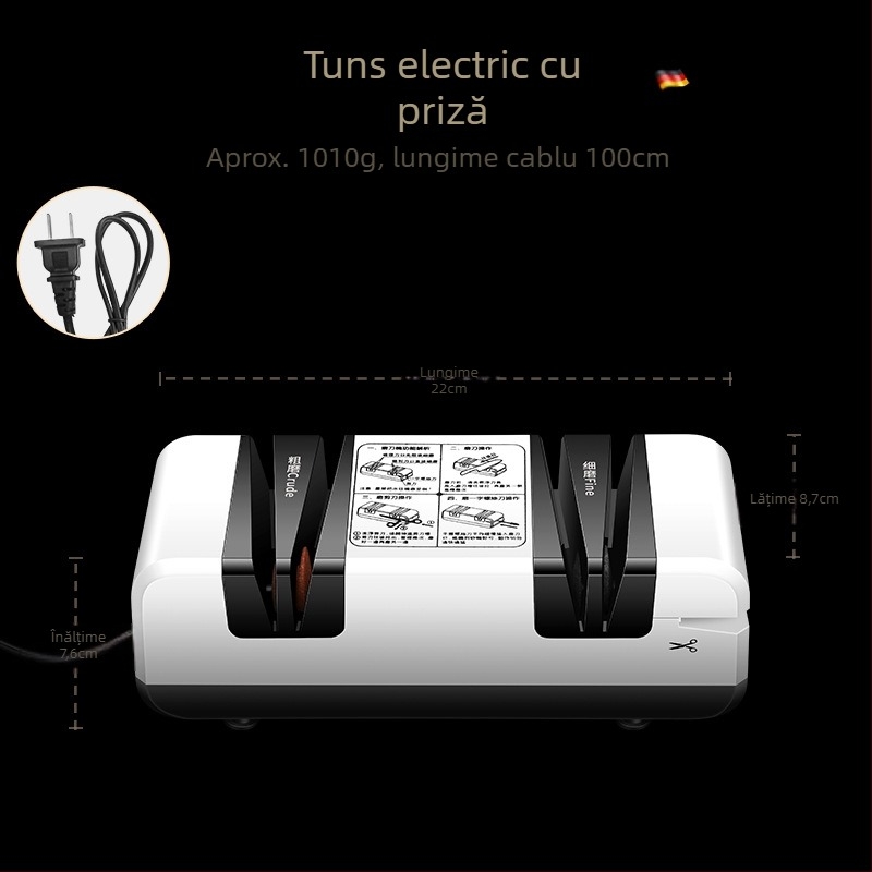Bomans ascuțitor electric pentru foarfece, piatră de ascuțit cu patru secțiuni, piatră Emery