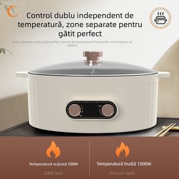 Oală electrică Cayga DYG-01, multifuncțională, cu funcție de prăjit în oală, 1300W, 220V, 1L, aliaj de aluminiu