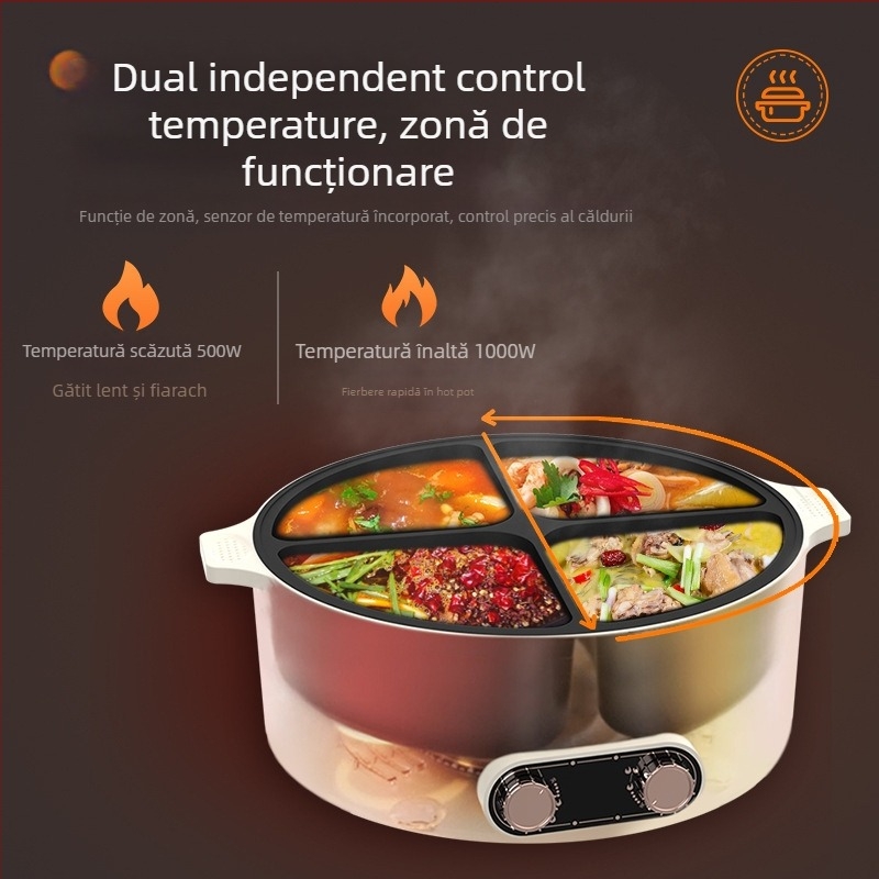 Oală electrică Cayga DYG-01, multifuncțională, cu funcție de prăjit în oală, 1300W, 220V, 1L, aliaj de aluminiu