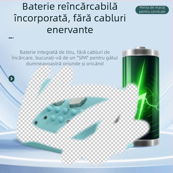 Perna de masaj pentru gât – masajer electric portabil pentru mașină și casă, masaj de frământare, EMS microcurent, 2 capete, 3 niveluri de intensitate, telecomandă fără fir, baterie reîncărcabilă