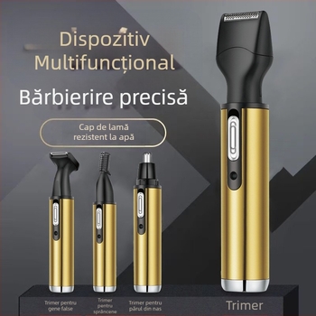 Dispozitiv de grooming 4 în 1, încărcabil, pentru tăierea părului nazal și ras, oțel inoxidabil, lamă lavabilă, baterie încorporată