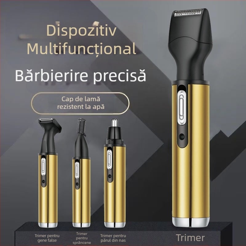 Dispozitiv de grooming 4 în 1, încărcabil, pentru tăierea părului nazal și ras, oțel inoxidabil, lamă lavabilă, baterie încorporată