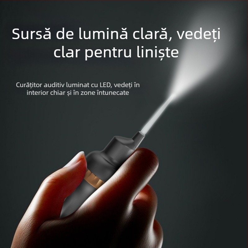 Lingură de urechi luminoasă, automată și electrică pentru sugari și copii — vârf moale, siguranță