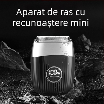Aparat de ras electric cu cap reciproc cu o singură lamă, afișaj LED, cap plutitor și reglare a unghiului lamei; baterie încorporată 500–800 mAh, autonomie până la 120 de minute