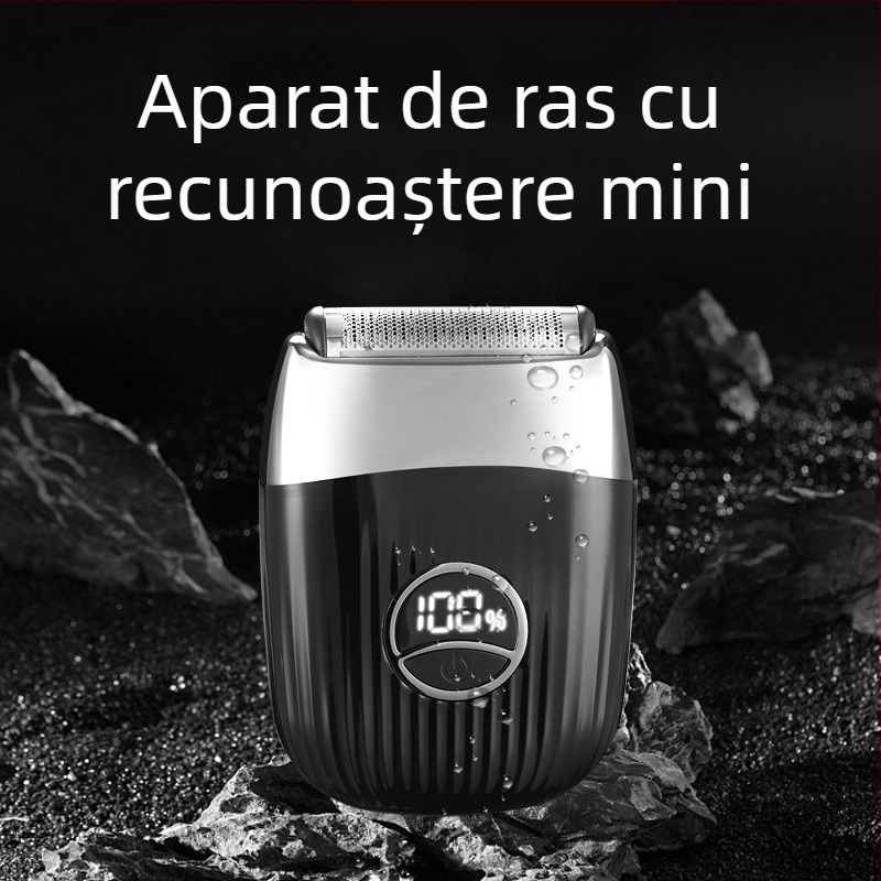 Aparat de ras electric cu cap reciproc cu o singură lamă, afișaj LED, cap plutitor și reglare a unghiului lamei; baterie încorporată 500–800 mAh, autonomie până la 120 de minute
