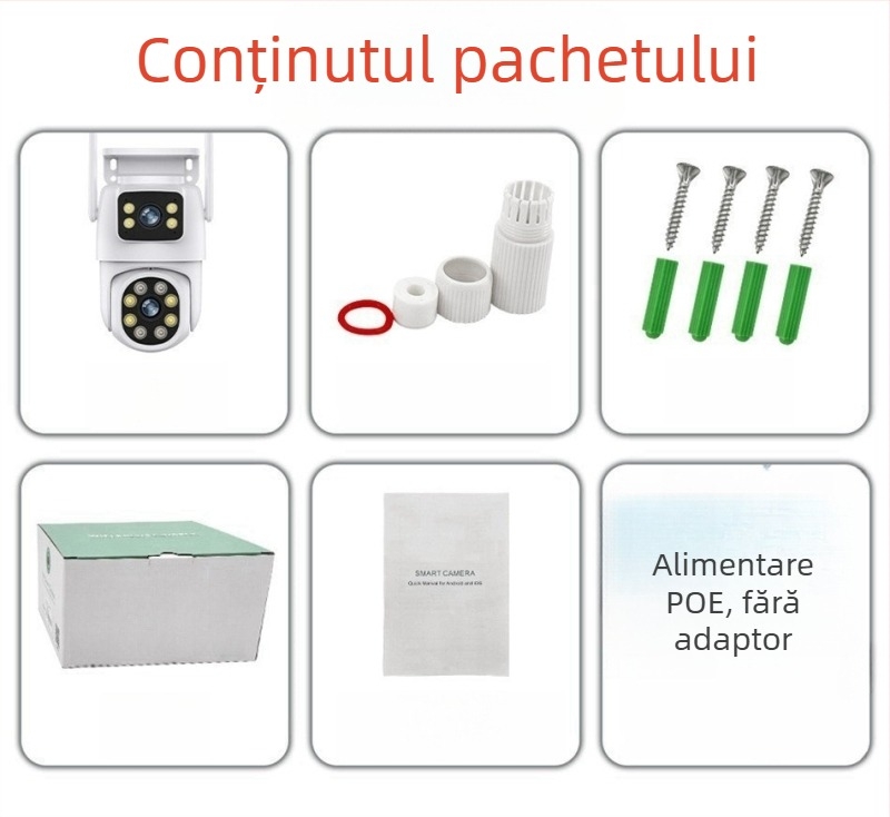 Cameră de supraveghere PoE pentru exterior cu ONVIF – 1080p, 2 canale, vedere de noapte