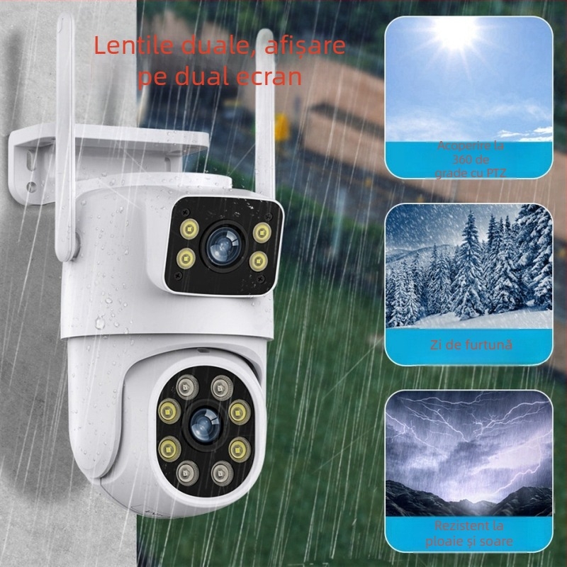 Cameră de supraveghere PoE pentru exterior cu ONVIF – 1080p, 2 canale, vedere de noapte