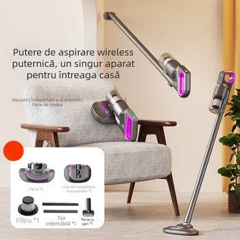 Aspirator fără fir pentru umezeala și uscat, cu perie pentru eliminarea acarienilor — 3100–4000 Pa aspirație, 80W, zgomot ≤36 dB, baterie încorporată