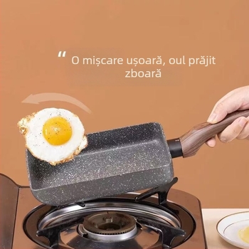 Tigaie pătrată Tamagoyaki din aluminiu, antiaderentă, adâncime 3,5 cm, fund simplu, pentru omletă și găluște prăjite