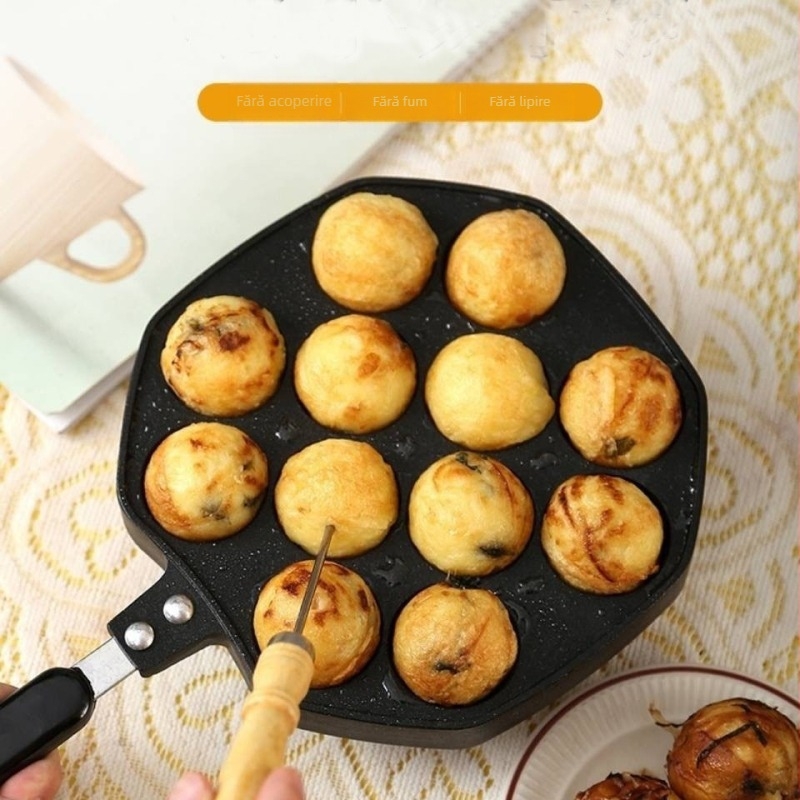 Tigaie de prăjit din aluminiu, antiaderentă, bază simplă, compatibilă cu plite cu gaz