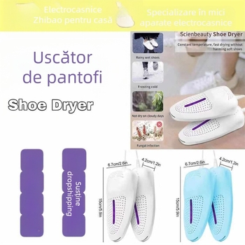 Uscător de încălțăminte cu deodorizare și purificare a mirosului, lumină UV, încălzitor pentru pantofi și dezumidificator, model 59, 220V, 10W, 50Hz