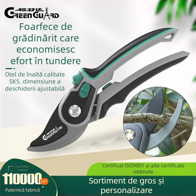 GREEN GUARD SK5 oțel, foarfece de grădină pentru tunderea plantelor, acțiune dublă, cu acoperire teflon anti-aderentă