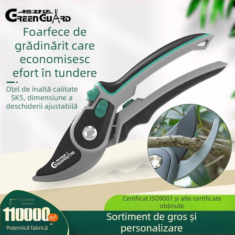 GREEN GUARD SK5 oțel, foarfece de grădină pentru tunderea plantelor, acțiune dublă, cu acoperire teflon anti-aderentă