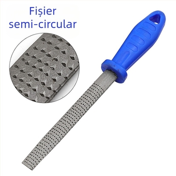 Set de trei fișiere pentru tâmplă cu mâner — fișiere din oțel: semicercular, plat și rotund