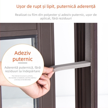 Bandă de etanșare pentru uși și ferestre – burete autoadeziv pentru etanșare împotriva vântului și izolare fonică, protecție anti-coliziune pentru uși din sticlă