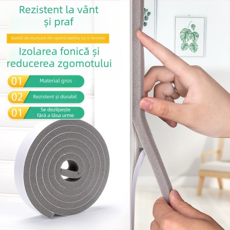 Bandă de etanșare pentru uși și ferestre – burete autoadeziv pentru etanșare împotriva vântului și izolare fonică, protecție anti-coliziune pentru uși din sticlă