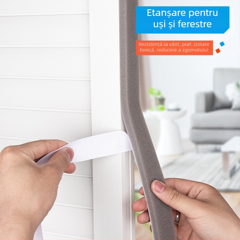 Bandă de etanșare pentru uși și ferestre – burete autoadeziv pentru etanșare împotriva vântului și izolare fonică, protecție anti-coliziune pentru uși din sticlă