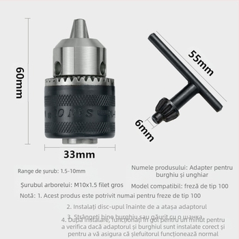 Cap de conversie pentru polizor unghiular, cu mandrină cu trei brațe, din oțel cu carbon înalt