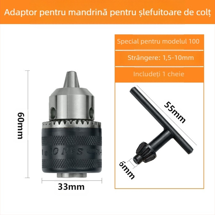 Cap de conversie pentru polizor unghiular, cu mandrină cu trei brațe, din oțel cu carbon înalt