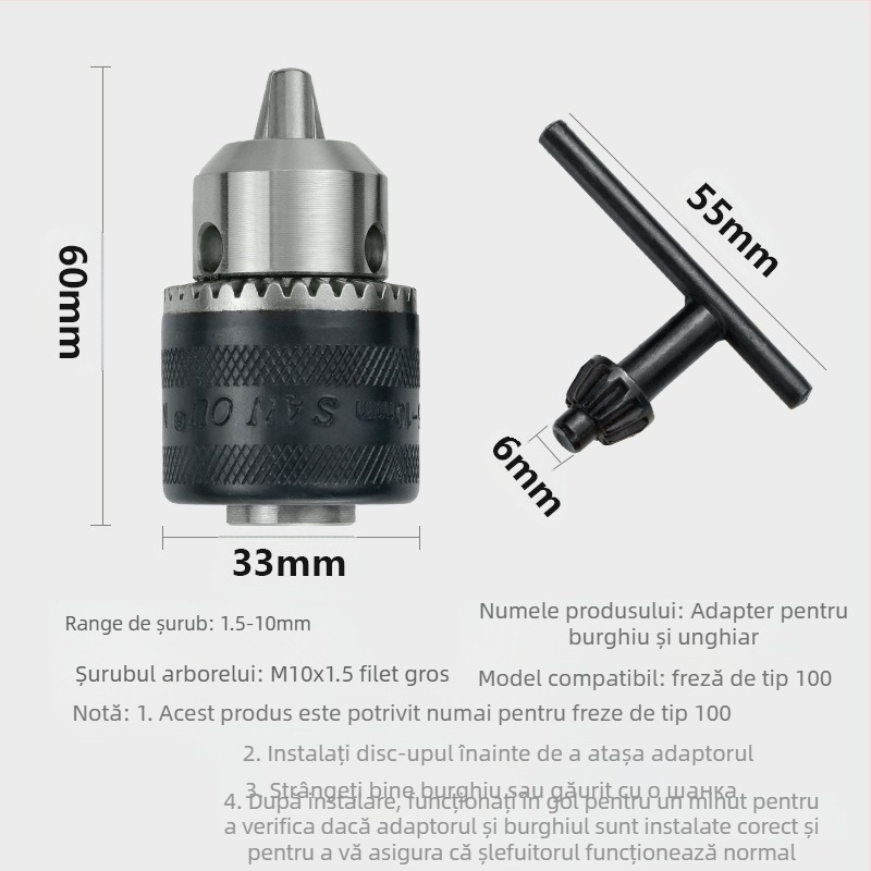 Cap de conversie pentru polizor unghiular, cu mandrină cu trei brațe, din oțel cu carbon înalt