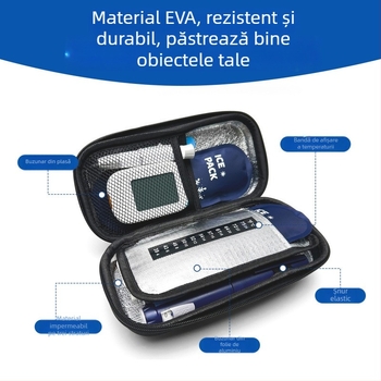 Cutie de păstrare a insulinei 2–8°C, geantă EVA impermeabilă, portabilă, cu izolație termică