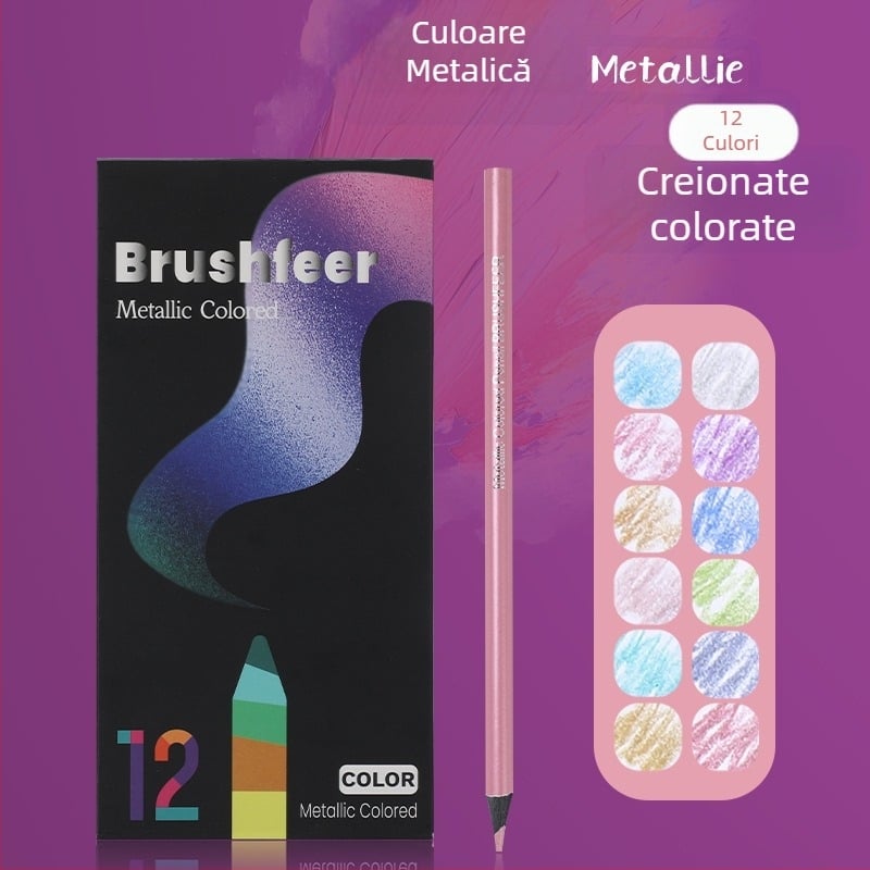 Brushfeer set creioane din lemn cu finisaj metalic, 75 g