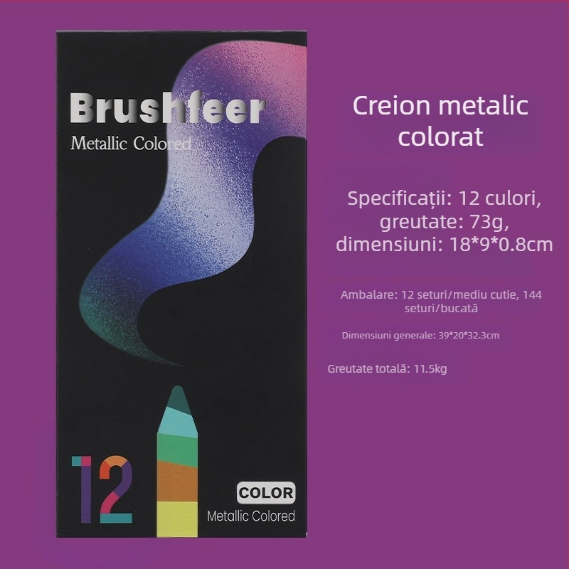 Brushfeer set creioane din lemn cu finisaj metalic, 75 g