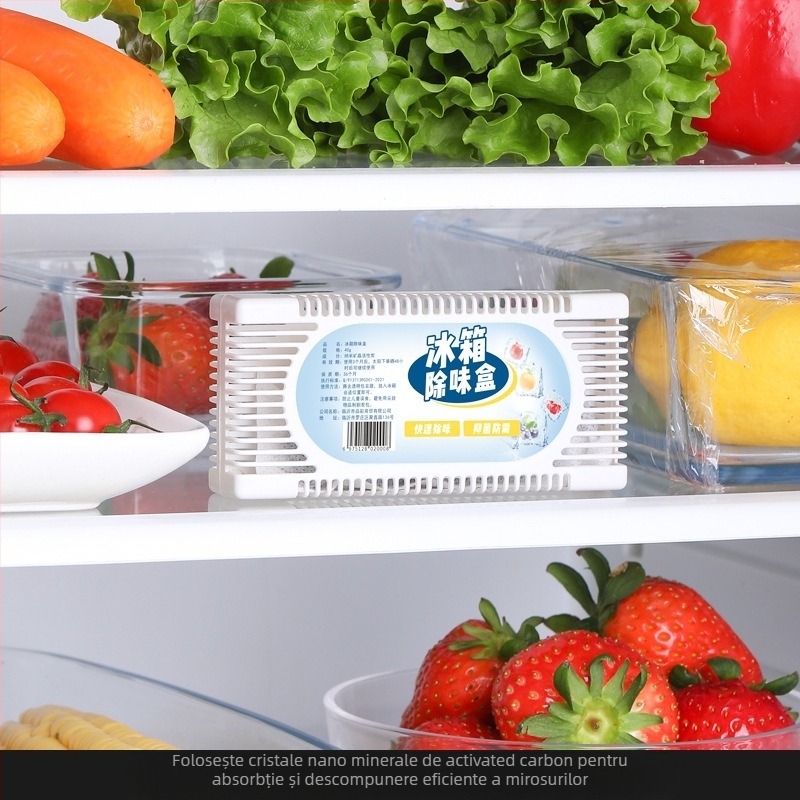 Cutie de deodorare pentru frigider cu cărbune activ - elimină mirosurile, 40 g conținut net, ambalaj 500 buc, marca Cai Run