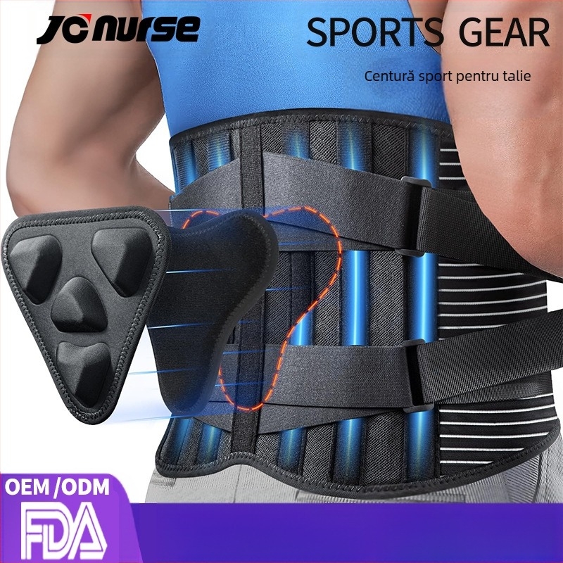 Centură de talie din fibră de poliester SBR, cu suport respirabil, protecție lombară prin placă de oțel și fixare pentru talie în timpul antrenamentelor