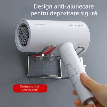 Suport pentru uscător de păr din fier forjat, montaj pe perete, 1 etaj, prindere cu cârlig, depozitare baie, stil japonez