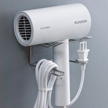 Suport pentru uscător de păr din fier forjat, montaj pe perete, 1 etaj, prindere cu cârlig, depozitare baie, stil japonez