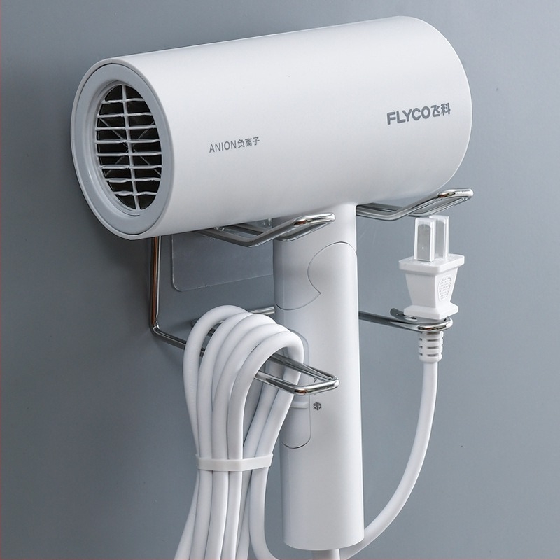 Suport pentru uscător de păr din fier forjat, montaj pe perete, 1 etaj, prindere cu cârlig, depozitare baie, stil japonez