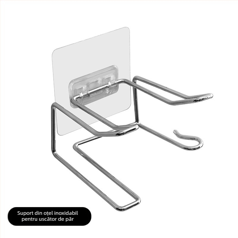 Suport pentru uscător de păr din fier forjat, montaj pe perete, 1 etaj, prindere cu cârlig, depozitare baie, stil japonez