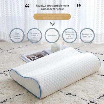 Pernă cervicală cu spumă cu memorie pentru gât, formă dreptunghiulară, utilizare universală, țesătură din bumbac pur pentru miez, eliberare presiune