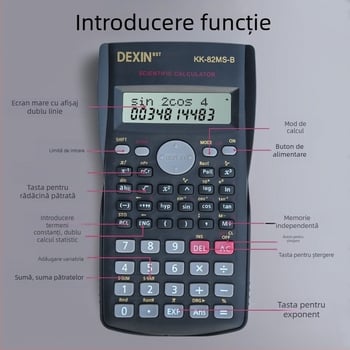 Calculator științific cu funcții KK82MS-B/D, afișaj de 13 cifre, corp PS, greutate 120 g, cu logo imprimat