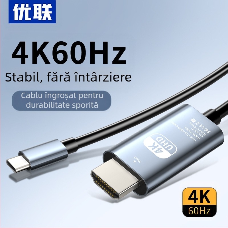 Cablu adaptor USB-C la HDMI cu ieșire 4K60Hz pentru PC