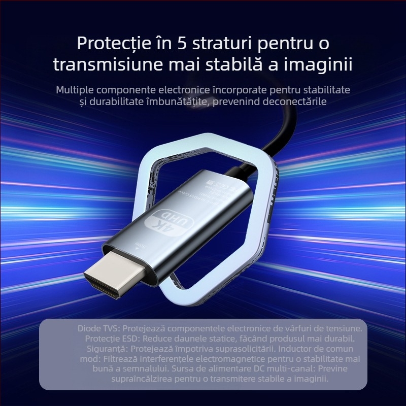 Cablu adaptor USB-C la HDMI cu ieșire 4K60Hz pentru PC
