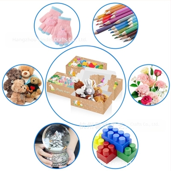 HZ042 Cutie cadou Paște cu iepuraș, ou și pui cu fereastră – ambalaj cadou, carton 250 g, Xin Delie