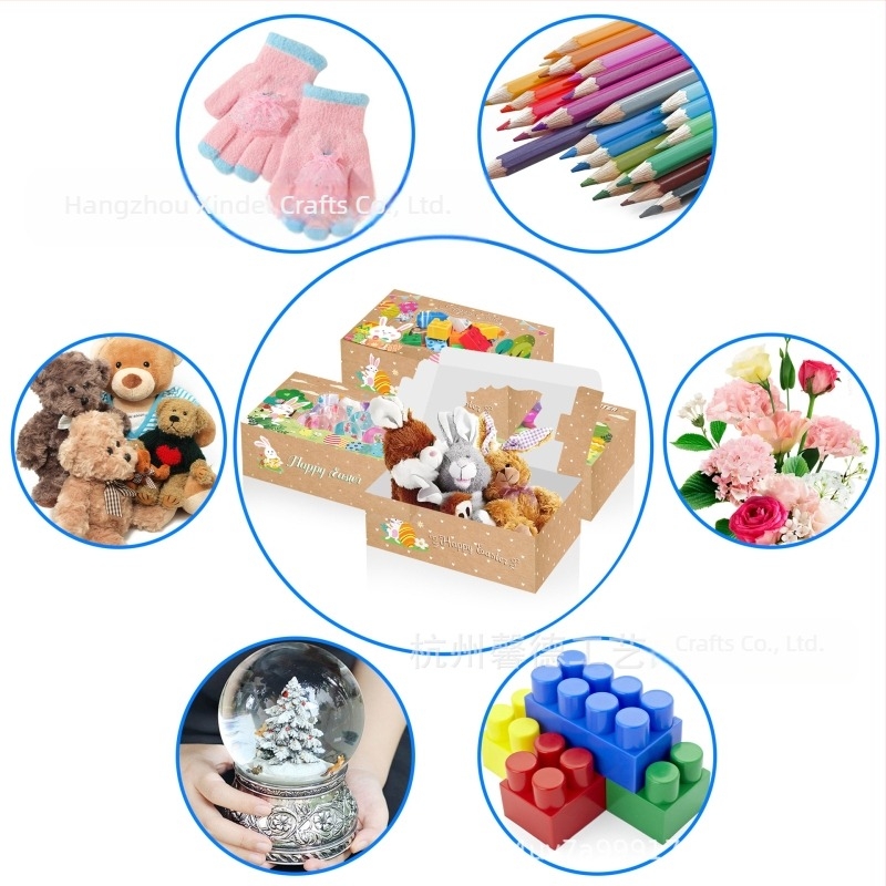 HZ042 Cutie cadou Paște cu iepuraș, ou și pui cu fereastră – ambalaj cadou, carton 250 g, Xin Delie