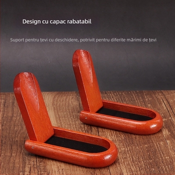 Raft pentru pipe din lemn solid, pliabil; suport portabil din mahon și palisandru roșu, stil retro