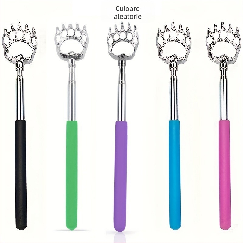 Scărpător telescopic pentru spate din oțel inoxidabil, design cu labă de urs pentru masajul spatelui