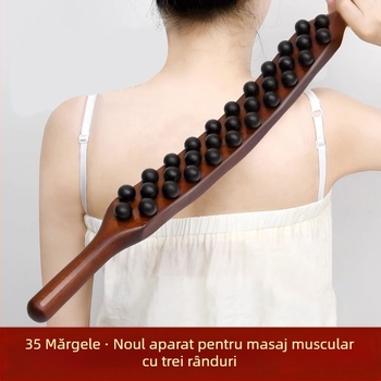 Baston de masaj din plastic cu 35 mărgele, pentru masaj pe meridiane, întreg corp, 229 g