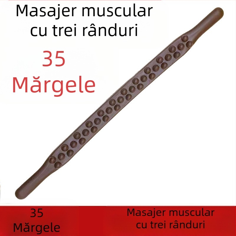 Baston de masaj din plastic cu 35 mărgele, pentru masaj pe meridiane, întreg corp, 229 g