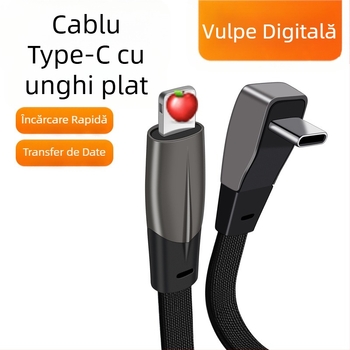 Cablu de date USB-C pentru mașină, cu capete duble, cablu plat, încărcare rapidă