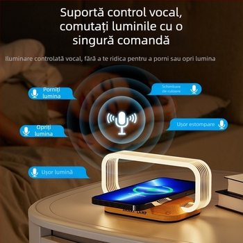 Manjia wr06c Lampa acrilică de noapte pentru noptiere, control vocal inteligent, încărcare rapidă fără fir – stil modern minimalist, certificat CE