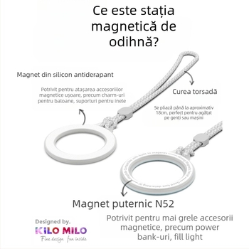 KILO MILO suport magnetic MagSafe și inel pentru agățarea genții, design transparent, material plastic, stil general